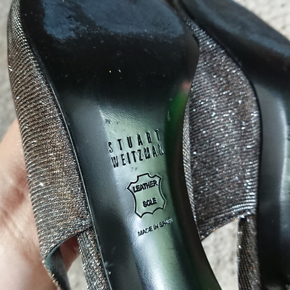 Stuart Weitzman Metallic Glitter Accents Slingback Sandals size 7M - Picture 8 of 14